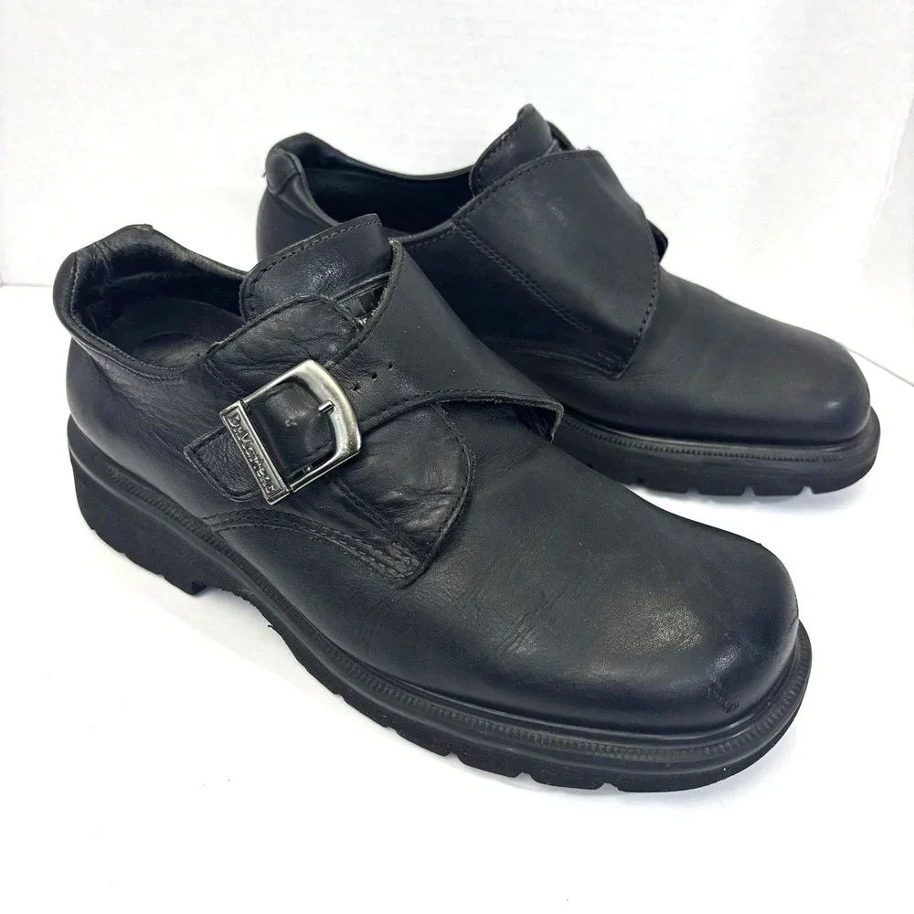 Dr. Martens Vtg Y2K Monk Strap Chunky Loafer Shoes Mens 8 Leather England 9387